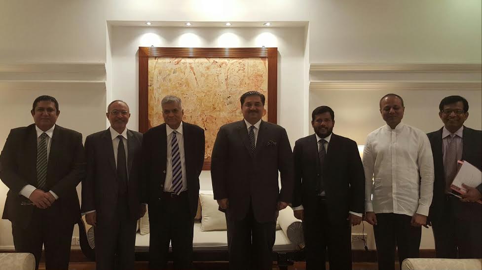 Commerce Minister with Prime Minister Ranil Wickramasinghe. High Commissioner of Pakistan, SL Minister for Commerce Rishad Bathiudeen and Secretary Finance also seen