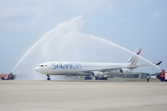 1.The Aircraft being greeted with a water cannon salute after its last commercial flight from Chennai to Colombo