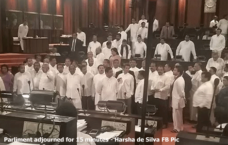 Sri Lanka’s parliament adjourns for 15 minutes following tense situation
