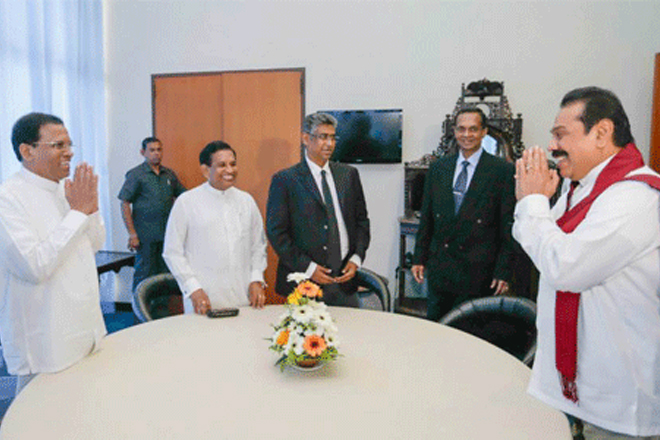 Sri Lanka’s President Sirisena meets former President Rajapaksa (In Pics)