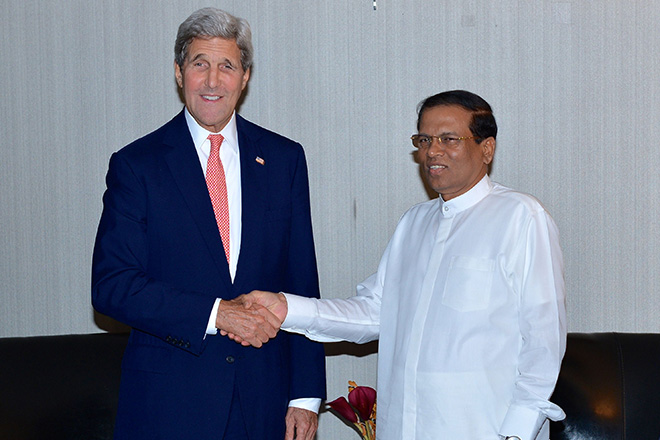 US supports domestic process for justice, Kerry pledges to Sirisena