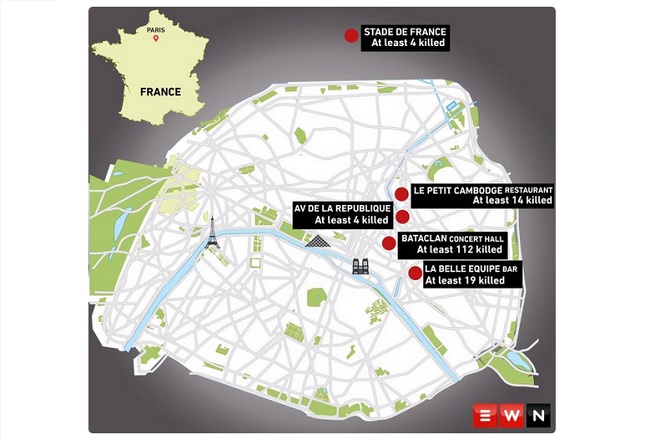 paris attacks map