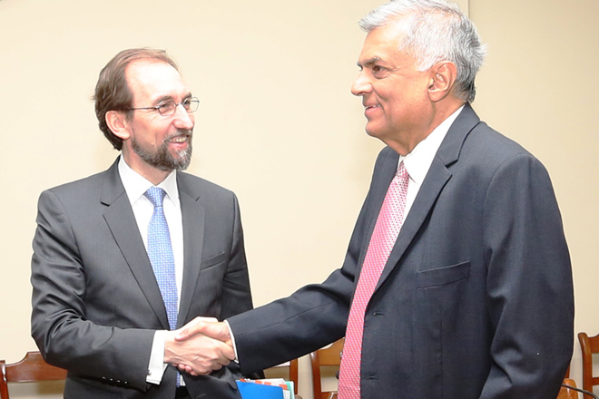 Prince Zeid Al Hussein meets Prime Minister Ranil Wickramasinghe