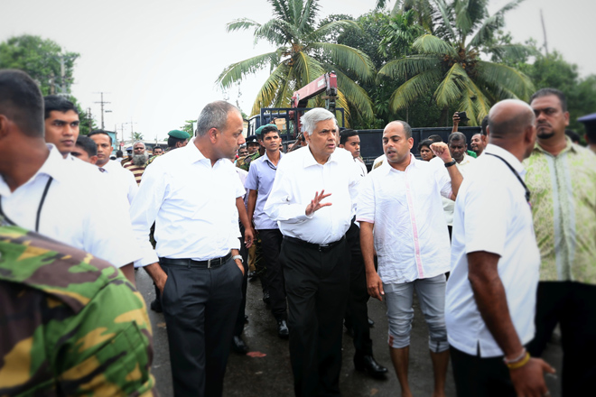 Sri Lanka’s Prime Minister visits flood-hit Wellampitiya area