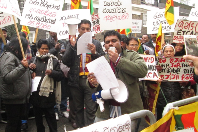 Group of Sri Lankans in UK protest against proposed constitution
