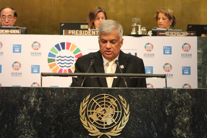Prime Minister of Sri Lanka addresses UN ocean conference