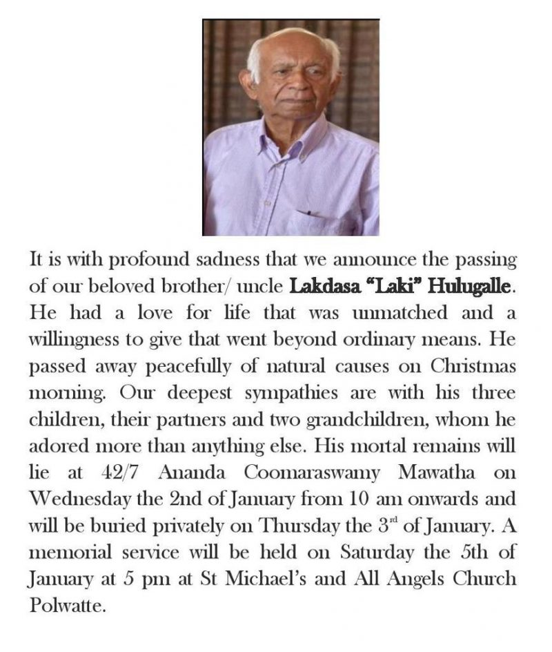 Tribute: Senior UN Economist Lakdasa Hulugalle (1932-2018)