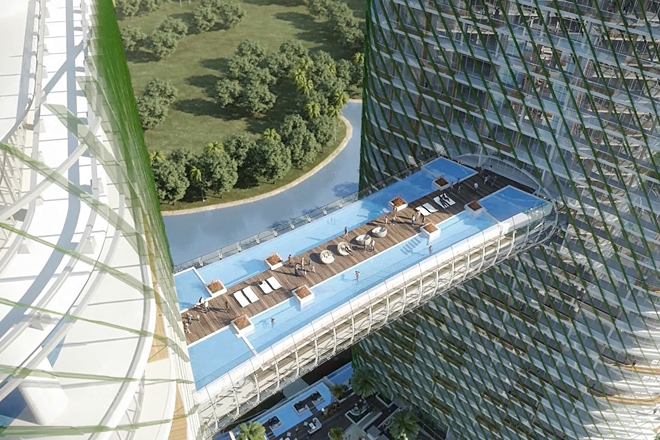 Sri Lanka’s AHASA ONE Sky Bridge to connect two towers with pools & sun deck on top