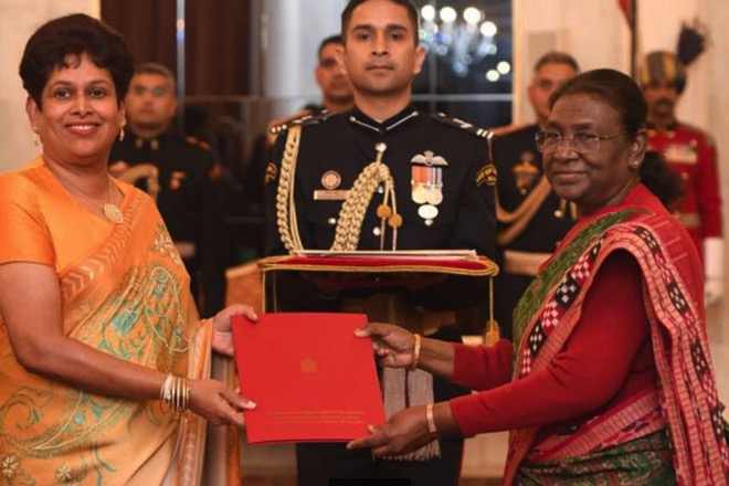 Kshenuka Senewiratne presented credentials as the High Commissioner of Sri Lanka to India