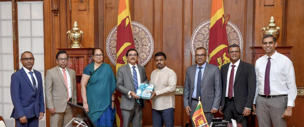 [Dr. P Nandalal Weerasinghe, the Governor of the Central Bank of Sri Lanka presenting the Annual Economic Review 2025 to H. E. Anura Kumara Dissanayake, the President and the Minister of Finance, Planning and Economic Development. Hon. Dr. Anil Jayantha Fernando, Deputy Minister of Finance and Planning, Dr. Harshana Suriyapperuma, Secretary to the Treasury, Mrs. K M A N Daulagala, Senior Deputy Governor of the Central Bank of Sri Lanka, Mr. K G P Sirikumara, Deputy Governor, Dr. P K G Harsichandra, Assistant Governor, and Dr. L R C Pathberiya, Director of Economic Research were also present.]